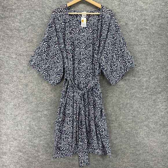 Sonoma Dresses & Skirts - New Sonoma Dress Women Small Black Floral Belted Short Sleeve Open Front Casual